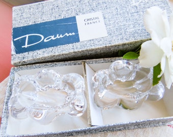 Daum Crystal Salt Cellars - Fluted French Glass - In Original Box
