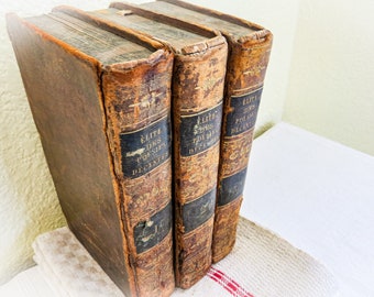 1762 Franska poesiböcker: Antikvariskt läderinbundet set