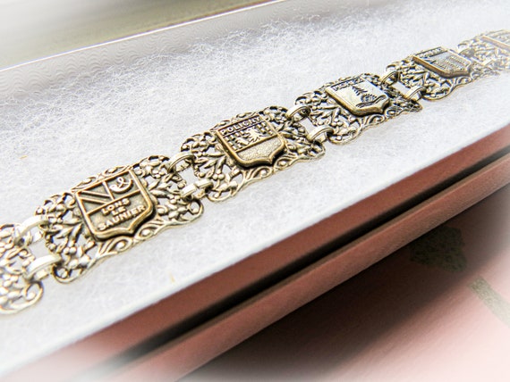 French Souvenir Panel Bracelet: Silver Plate, Coat of Arms - Etsy UK