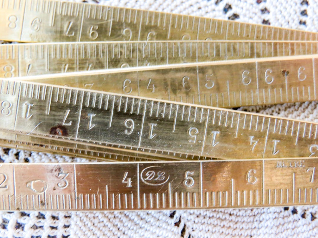 Metric Pocket Ruler Antique Folding Brass Metric Ruler From France. Carpenter Pocket ...