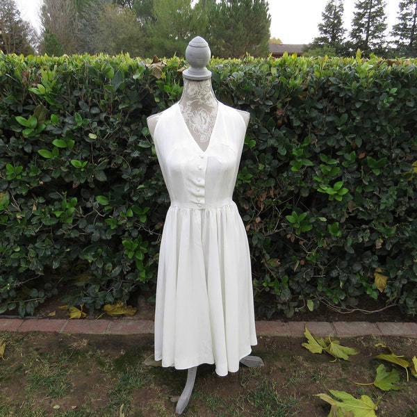 Vintage French Satin Moiré Halter Dress. Small size for Petite Person. Completely Homemade. One of a kind. Exquisite Seamstress Work.