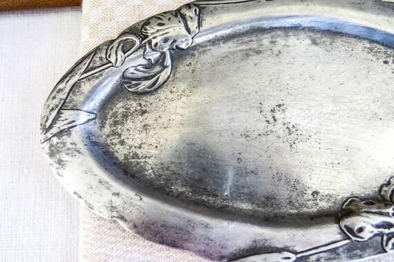 Antique Pewter Tray B&G Imperial Zinn, Jungendsti… - image 7