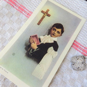 Antike Sterling Silber Erste heilige Kommunion Anhänger Charm Medaille mit Silber Punch auf Bale. Strahlender Eucharistischer Kelch am Kreuz mit Karte