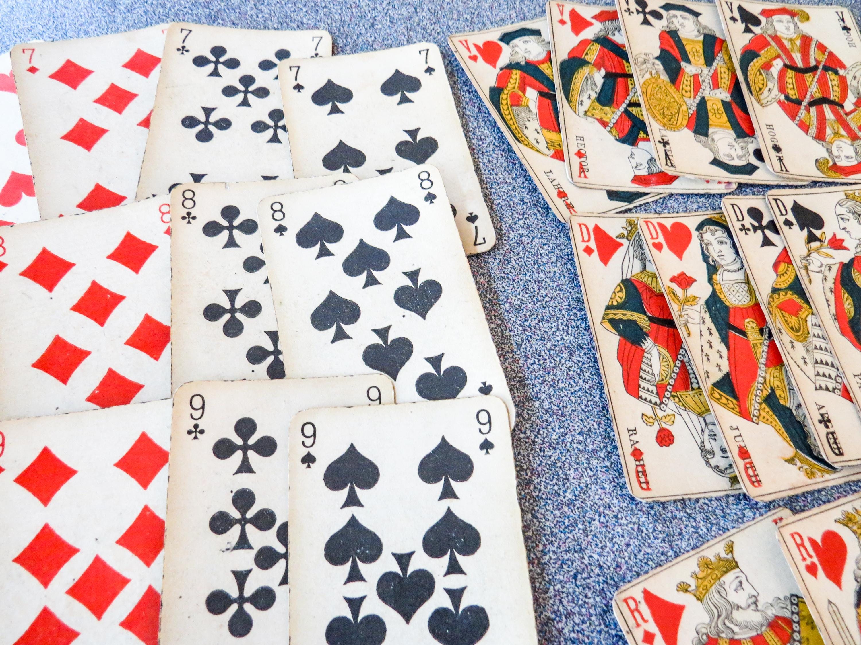Cartes à Jouer - Ensemble de 3 Jeux de Carte anciens miniatures, Vente