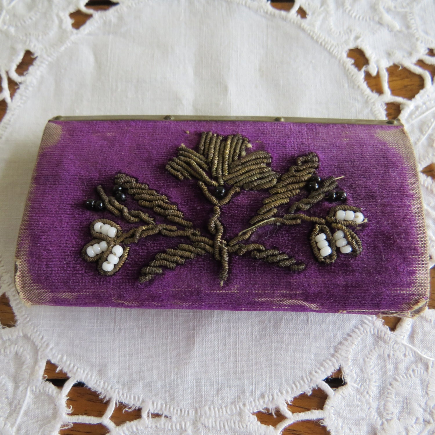 Antique French Coin Purse from France made with Purple Velvet Etsy