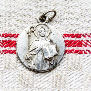 Antieke Franse Saint Odile-medaille: verzilverde katholieke hanger