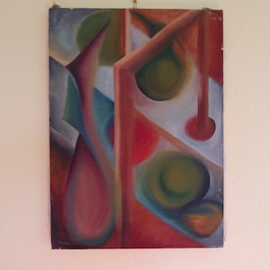 Abstract Shapes Oil Painting: Mid-Century Modern Art (22x16)