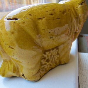 French Antique Yellow Ware Piggy Bank in the Shape of an Elephant ...