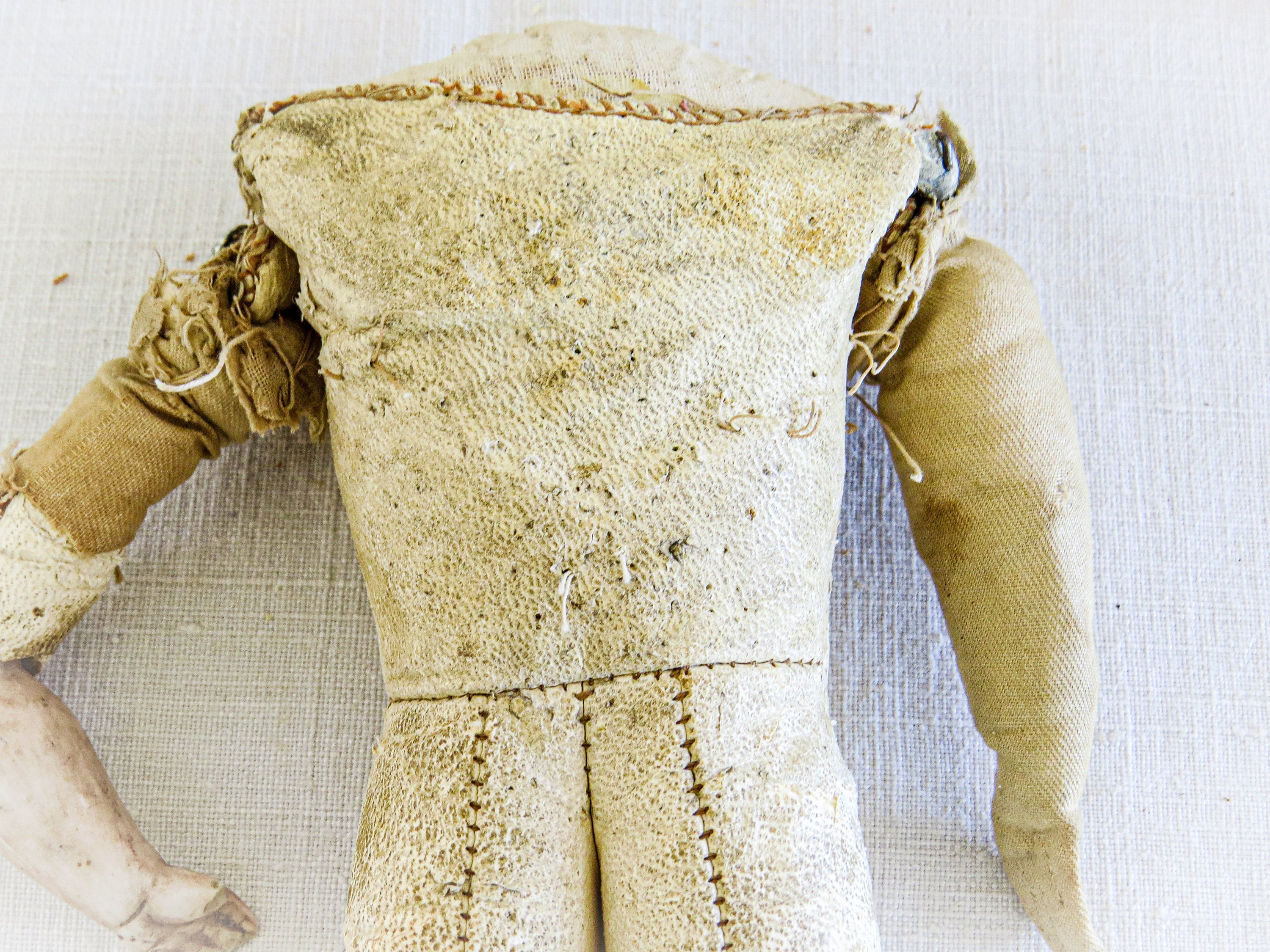 Antique Minerva Doll: Metal Head, Kid Leather Body, Marked Germany