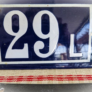 Vintage French Enamel Number 29 L, House or Apartment Address Number. Classic Navy Blue and White. From Beaune France Enamelware Graniteware