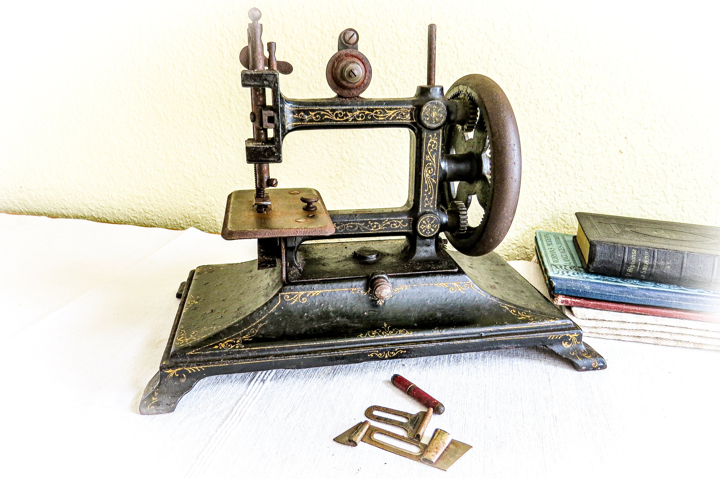 Antique French Sewing Machine Hand Crank 1800's Black Etsy