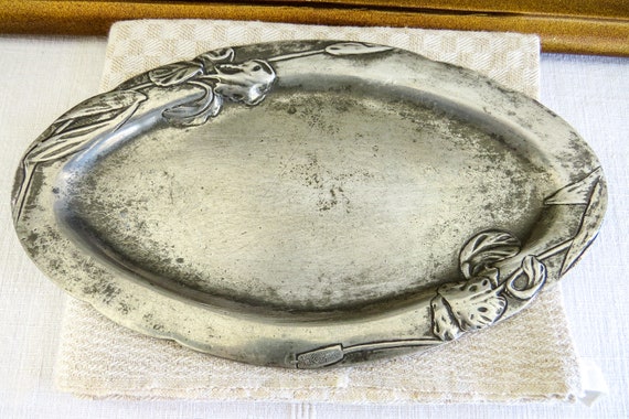 Antique Pewter Tray B&G Imperial Zinn, Jungendsti… - image 4