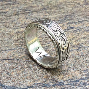 Paisley Western Silver Ring Rustic Sterling Silver Engagement Wedding Ring Boho Hippie jewelry Ring Rustic Wedding Band cowgirl cowboy ring