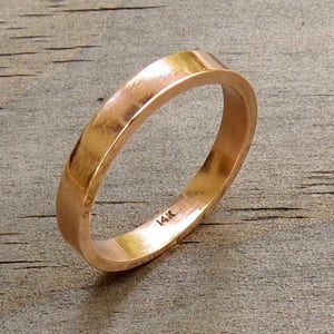 Gold Ring Band 14K Solid Gold Wedding Band 2mm Yellow Gold Ring Simple Ring Flat Ring Engagement Ring Recycled Gold