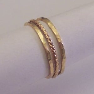 Stacking Ring Set of Three 14 Karat Gold Filled Dainty Rings Twist Ring Minimalist Ring Set