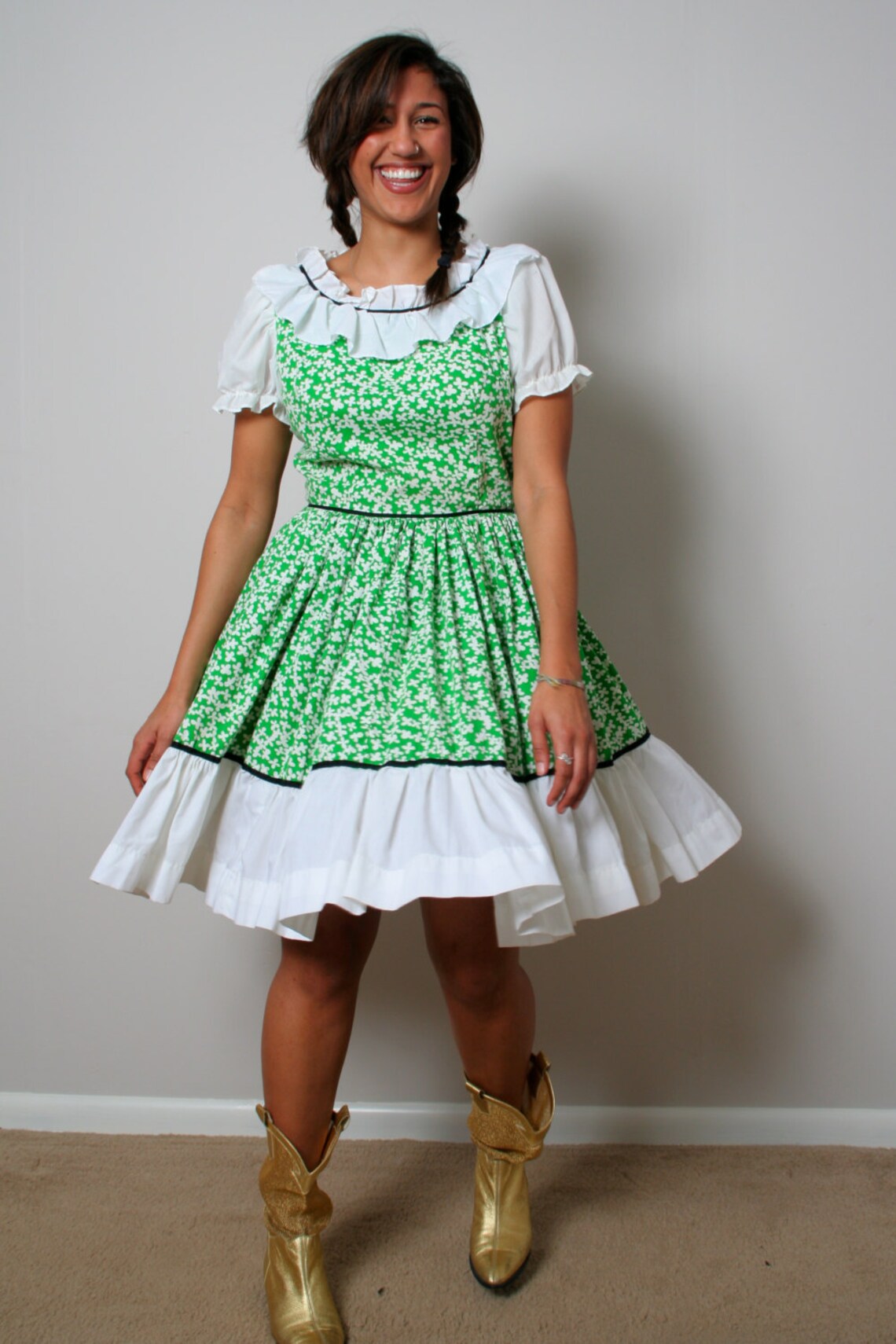 HeeHaw Minnie Pearl 80's Western Square Dance Dress green Etsy
