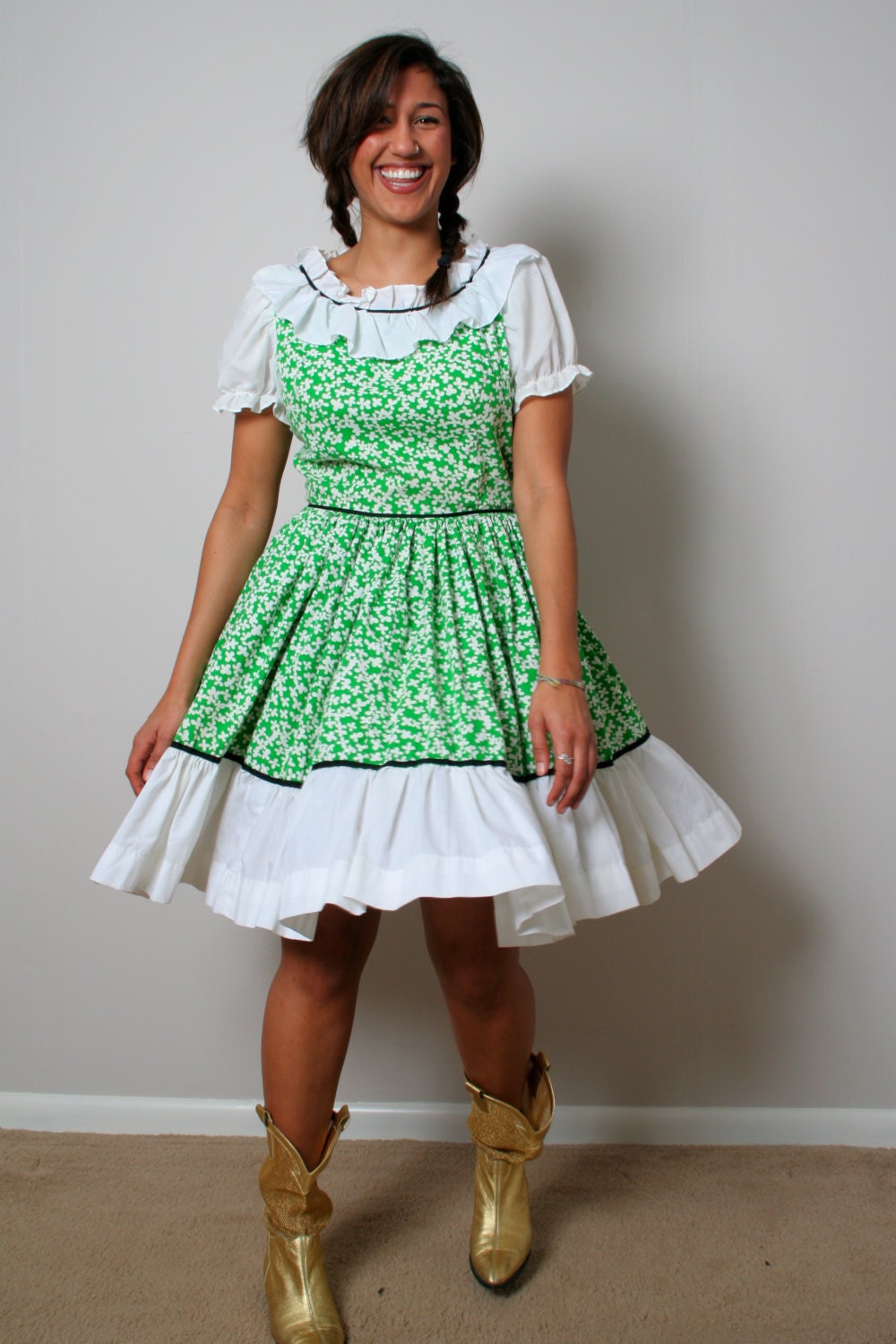 HeeHaw Minnie Pearl 80's Western Square Dance Dress green Etsy
