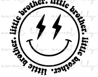 Little Brother SVG | PNG | Digital File | Retro | Wavy | Smiley | Cutting Files
