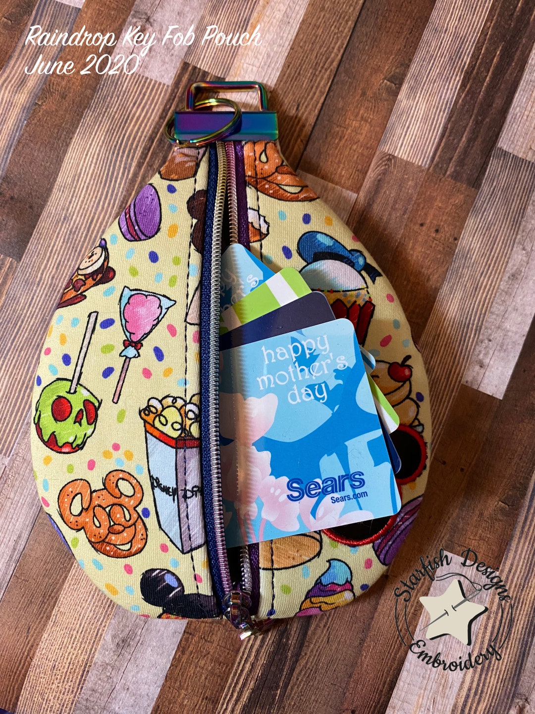 BUNDLE Raindrop Key Fob Pouch Lined/unlined Option, 4 Sizes of 2