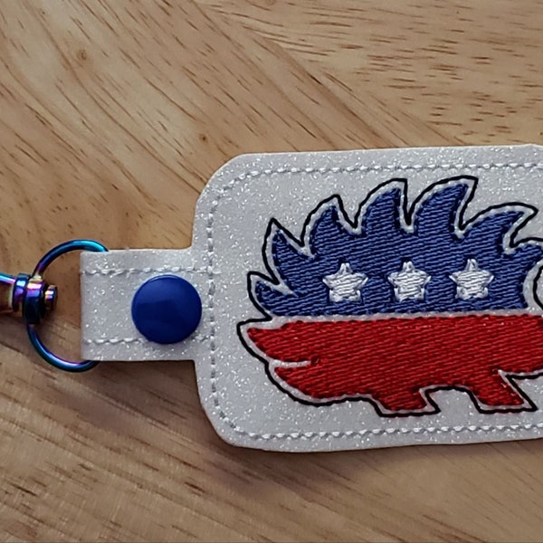 In the Hoop Libertarian Porcupine Snap Tab Key Fob Embroidery Design Digital Download President 2020