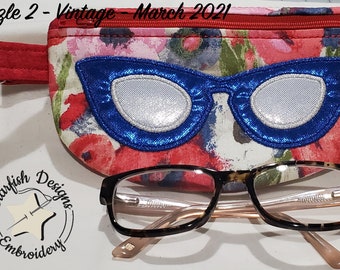 Dazzle 2 Vintage Cat Eye Version - In the Hoop Brillen oder Sonnenbrillen Box - 5x7 und 6x10 Hoop Größen Stickdatei