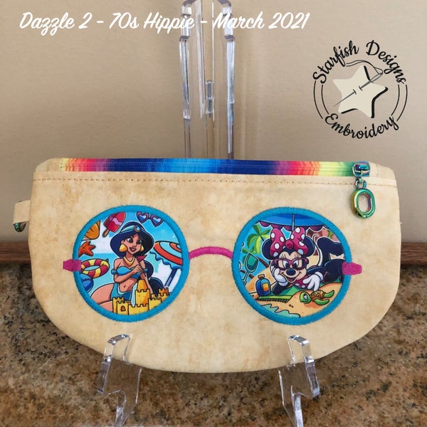 Dazzle 2 70s Hippie Version - In the Hoop Eyeglass or Sunglass Case - 5x7 and 6x10 Hoop Sizes Embroidery Design - Digital Download