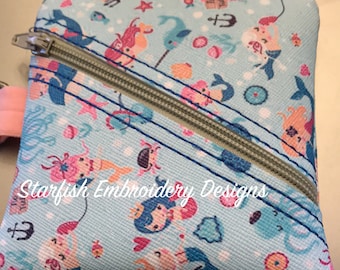 In the Hoop Blank Diagonal Zipper Pouch for Vinyl or Cloth - 4x4