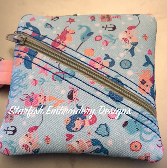 In the Hoop Blank Diagonal Zipper Pouch for Vinyl or Cloth 4x4 