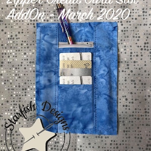 5x7 SOMENTE - Bolso com zíper no bastidor Slot para cartão de crédito ITH Forro adicional - 2 variações de tamanho para o bastidor 5x7