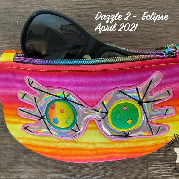 Dazzle 2 Eclipse Version - In the Hoop Eyeglass or Sunglass Case - 5x7 and 6x10 Hoop Sizes Embroidery Design - Digital Download