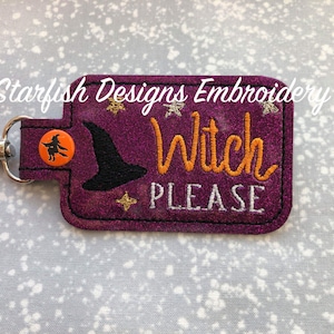 Halloween Snap Tab - Witch Snap Tab - Please Snap Tab - Halloween Embroidery Design - Halloween Key Fob Embroidery Design Digital Download