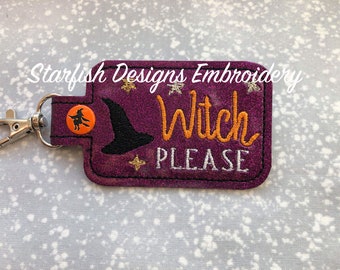 Halloween Snap Tab - Witch Snap Tab - Please Snap Tab - Halloween Embroidery Design - Halloween Key Fob Embroidery Design Digital Download