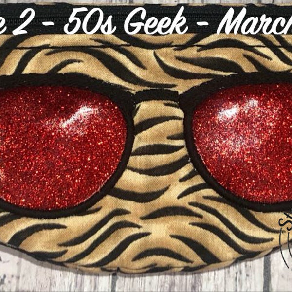 Dazzle 2 50's Geek Version - In the Hoop Eyeglass or Sunglass Case - 5x7 and 6x10 Hoop Sizes Embroidery Design - Digital Download
