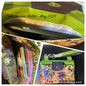 PAQUETE - Cartera tipo sobre para celular - Bolsos y billeteras con cierre de cremallera en el aro - Forrada 4 tamaños desde 5x7 hasta 6x10 - Bolso bandolera bordado