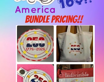 BUNDLE - All the files! America USA 1/4 Century Anniversary Embroidery Design *Digital Download*