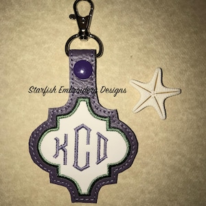 Arabesque Blank Applique Key Fob Snap Tab Embroidery Design