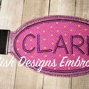 In the Hoop Oval Key Fob Blank Embroidery Design 1&quot; Key Fob Hardware for 4x4 and 5x7 Hoops Digital Download Luggage Tags Key Rings Bag Tags