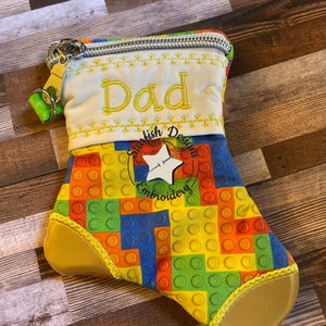 In the Hoop ITH Christmas Stocking Zipper Pouch Zipper Bag 5x7 Embroidery Design No Raw Edges