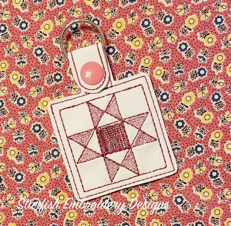 In the Hoop Ohio Star Quilt Block Snap Tab Key Fob Embroidery Etsy