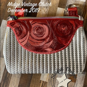 Midge Vintage Clutch Münze Reißverschluss Beutel - In den Hoop Reißverschluss Taschen - Voll gefüttert - Keine rohen Kanten - 100x100 und 15x20 Stickerei Design