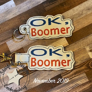 Nel cerchio OK Boomer ricamo design per cerchi 4x4 e 5x7 download digitale portachiavi borsa etichetta 2019 detti