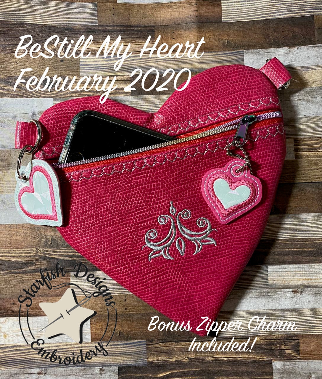 BUNDLE Bestill My Heart Shaped Zipper Pouch in the Hoop 