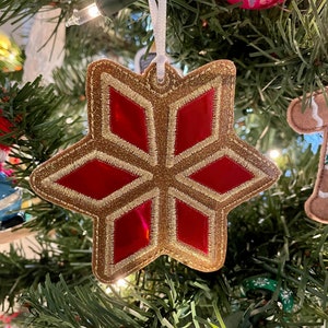 Christmas - Applique Star - Holiday Ornaments 4x4 In the Hoop Embroidery Design Digital Download