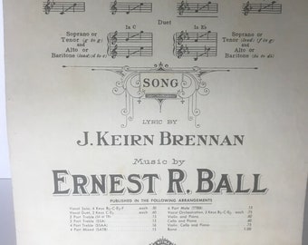 Sheet Music 1918 Dear Little Boy of Mine Key of C 1918 Ernest Ball, J Keirn Brennan w/ lyrics