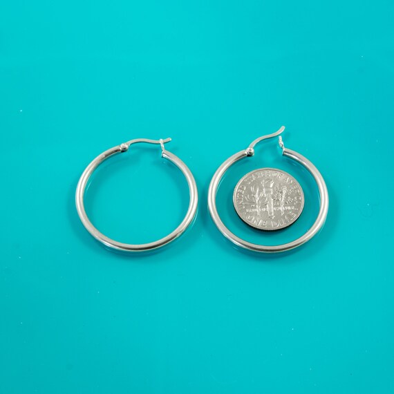 Classic Hoops.  Vintage 925 Sterling Silver Class… - image 2