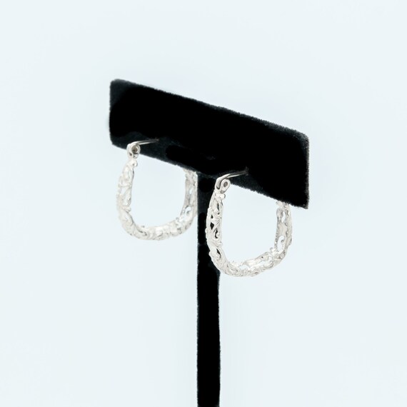 Art Nouveau. Vintage 925 Sterling Silver Art Nouveau Hoop Earrings