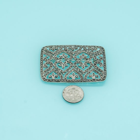 Brooch/Pin. Vintage 925 Sterling Silver Rectangul… - image 4