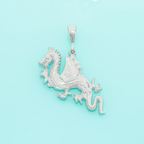 Dragon Pendant. Vintage 925 Sterling Silver Diamo… - image 1