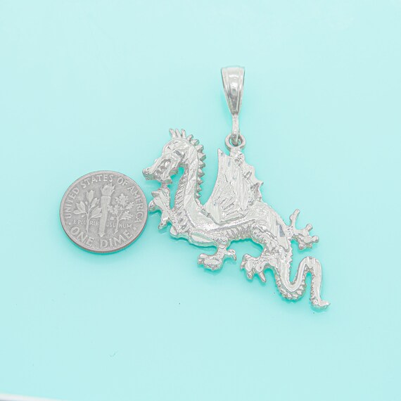 Dragon Pendant. Vintage 925 Sterling Silver Diamo… - image 2