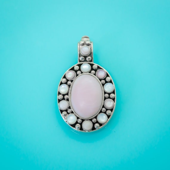 Heavy. Vintage 925 Sterling Silver Pink and White… - image 1